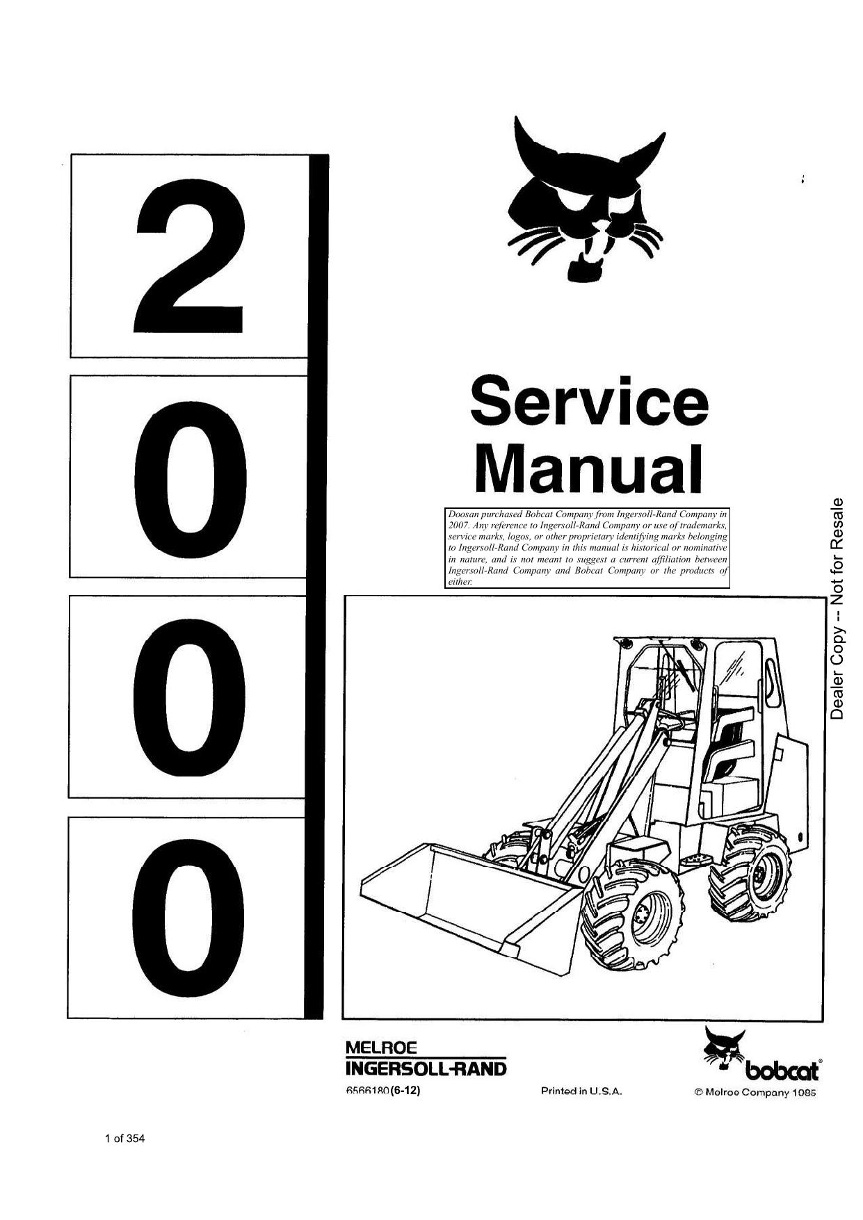 2000 Loader Service Manual Bobcat